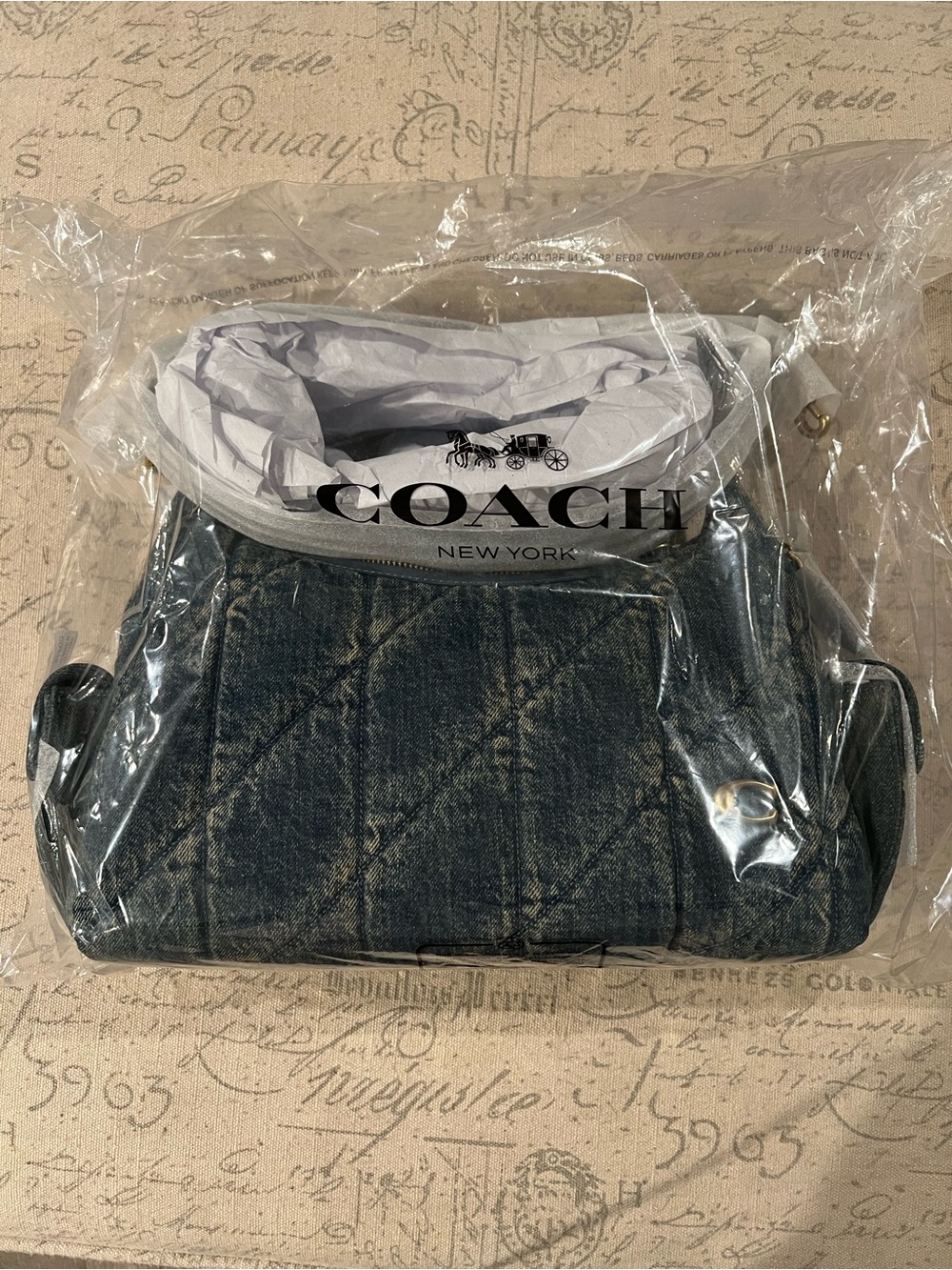 COACH Juliet Soft Quilted Loved Denim Pocket Bag 30 NWT - Picture 3 of 5